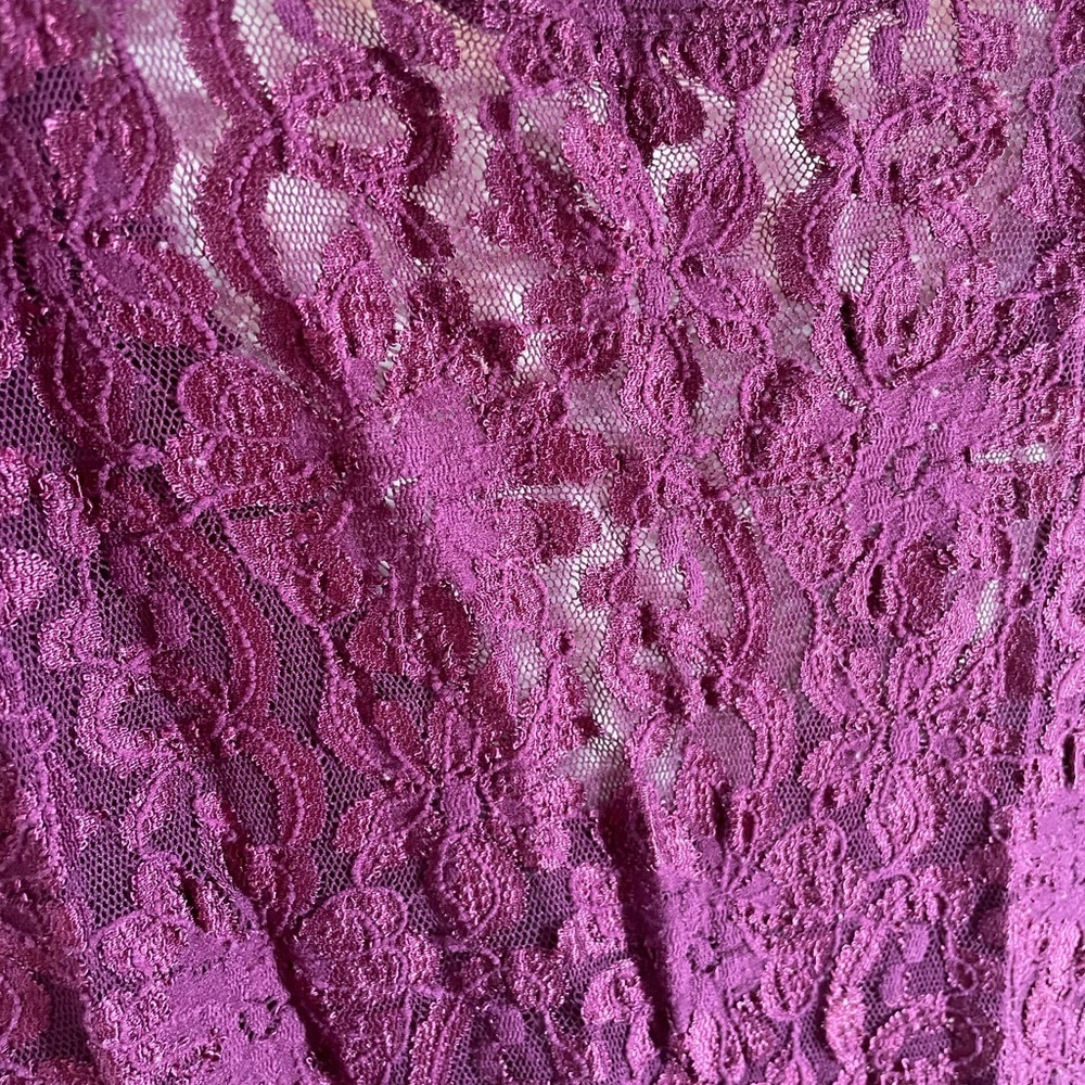Vintage Val Mode Made in USA Magenta Lace Lingerie Dress Sexy Stretchy Size M/L - Picture 7 of 8